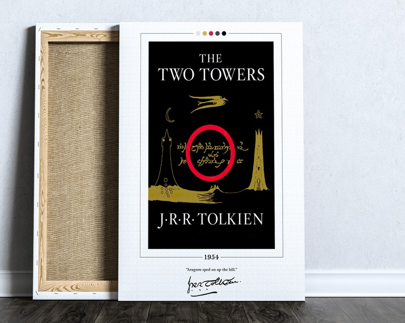 The Two Towers Book Cover Poster J. R. R. Tolkien, Lord of the Rings Poster, The Two Towers Print, Book Posters, Book Art, Canvas Wall Art image 1