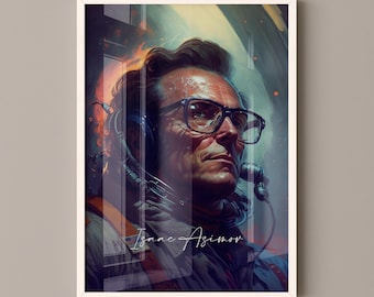 Isaac Asimov Poster Canvas | Isaac Asimov Canvas Wall Art, Isaac Asimov Print, Book Posters, Book Art, Book Lover Gift