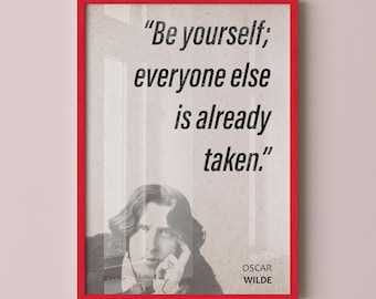 Oscar Wilde Quote Wall Art | "Be Yourself" Quote Poster, Quote Print, Quote Art, Book Quote, Canvas Wall Art, Book Lover Gift