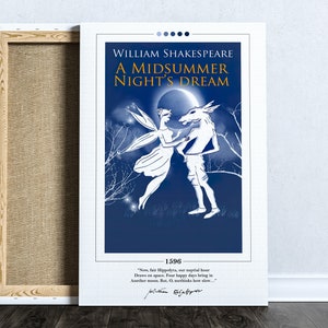 Ein Sommernachtstraum-Buchcover Poster | William Shakespeare, Ein Sommernachtstraum Poster, Buch Poster, Leinwand Wandkunst, Buchkunst