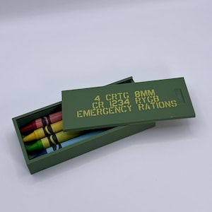 3D Printed Crayon Ammo Can – Funny Marine Corps Gag Gift, Tactical Crayon Holder, USMC Crayon Eater Joke, Veteran Humor Desk Box