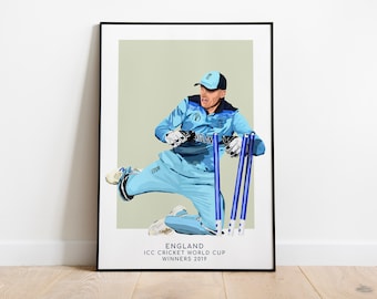 England Cricket World Cup Winners Print / Jos Buttler Celebration Poster / Ben Stokes Celebration Poster / Cricket Art Print