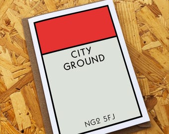 Nottingham Forest Monopoly Card, City Ground Birthday Card, Blank Inside (A6/A5)