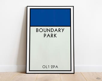 Oldham Athletic Monopoly Wall Art / Boundary Park Art Print / Oldham Athletic Poster / The Latics / Football Art Print / Football Gift