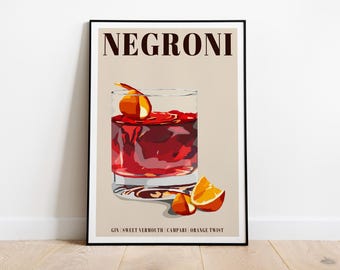Negroni Art Print / Kitchen Wall Art / Negroni Poster / Art for Kitchen / Art for Dining Room / Cocktail Art Print / Graphic Art Print