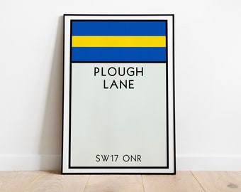 Arte mural del Monopoly del AFC Wimbledon / Lámina artística de Plough Lane / Póster del AFC Wimbledon / Póster de The Dons / Lámina artística de fútbol / Regalo de fútbol
