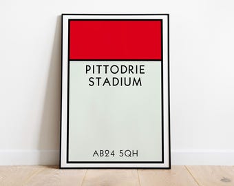 Arte mural del Monopoly de Aberdeen / Lámina artística del estadio Pittodrie / Póster de Aberdeen / Póster de The Dons / Lámina artística de fútbol / Regalo de fútbol