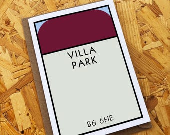 Aston Villa Monopoly Card, Villa Park Birthday Card, Blank Inside (A6/A5)