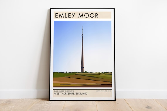 Emley Moor Mast Art Print / Yorkshire Gift / Huddersfield Landscape Print / Yorkshire Landmark Art / West Yorkshire Print / Railway Poster