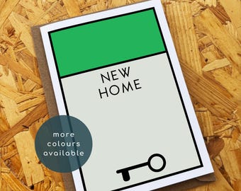 Monopoly Style New Home Card / Housewarming Greetings Card / Blank Inside (A6/A5)