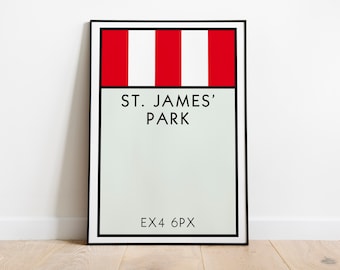Exeter City Monopoly Wall Art / St James Park Art Print / Exeter City Poster / The Grecians Poster / Football Art Print / Football Gift