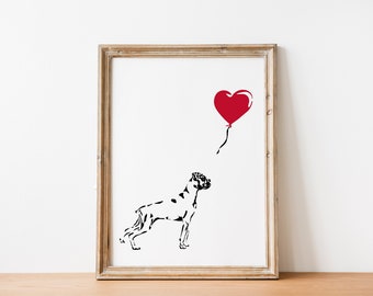 Impresión de perro bóxer / Arte mural de perro / Arte mural de perro bóxer / Impresión de perro / Inspirado en Banksy / Impresión de pared / A5 A4 A3 / Decoración del hogar