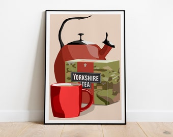 Impresión de arte del té de Yorkshire / Poner la tetera / Impresión de arte de la cocina / Arte de la pared de la cocina / Arte para la cocina / Arte para el comedor