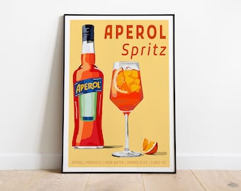 Aperol Spritz Art Print / Kitchen Wall Art / Art for Kitchen / Art for Dining Room / Cocktail Art Print / Graphic Art Print