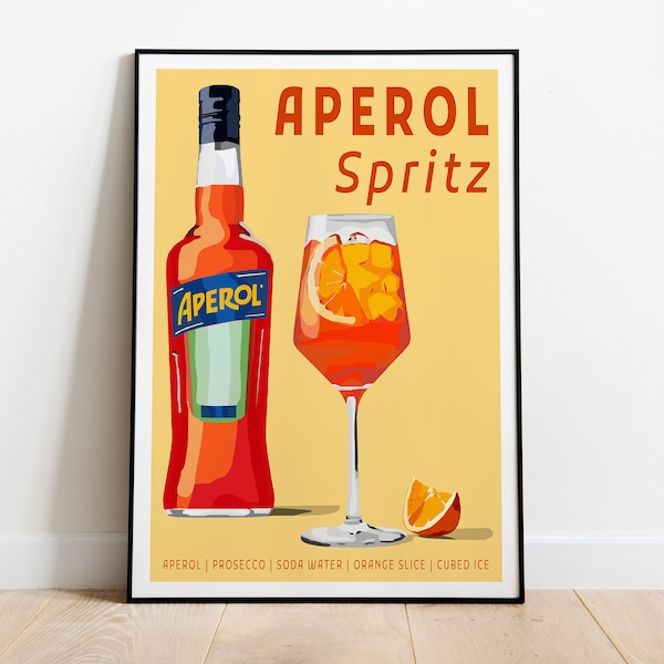 Aperol Spritz Art Print / Kitchen Wall Art / Art for Kitchen / Art for Dining Room / Cocktail Art Print / Graphic Art Print