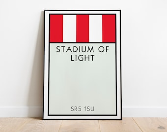 Sunderland Monopoly Wall Art / Stadium Of Light Art Print / Sunderland Poster / The Black Cats Poster / Football Art Print / Football Gift