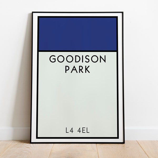 Everton FC Monopoly Wall Art / Goodison Park Stadium Print / Everton FC Poster / Everton Gift / Football Art Print / Football Gift