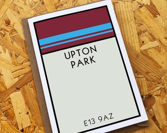 West Ham United Monopoly Card, Upton Park Birthday Card, Blank Inside (A6/A5)