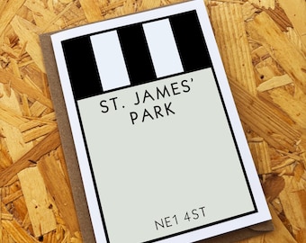 Newcastle Utd Monopoly Card, St. James' Park Stadium Birthday Card, Blank Inside (A6/A5)