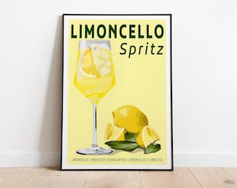 Limoncello Spritz Art Print / Kitchen Wall Art / Art for Kitchen / Art for Dining Room / Cocktail Art Print / Graphic Art Print