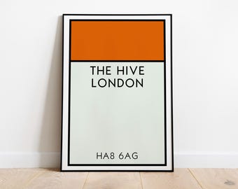 Barnet FC Monopoly Wall Art / The Hive London Art Print / Barnet FC Poster / The Bees / Football Art Print / Football Gift / EFL Gift