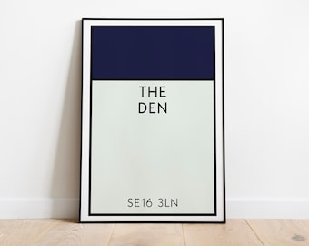 Millwall Monopoly Wall Art / The Den Art Print / Millwall Poster / The Lions Poster / Football Art Print / Football Gift