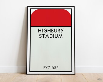 Póster de Fleetwood Town Monopoly / Lámina artística del estadio de Highbury / Póster de Fleetwood Town / Los pescadores / Lámina artística de fútbol / Regalo de fútbol