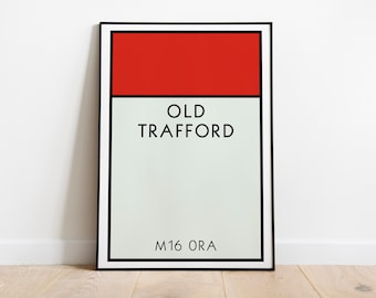 Manchester Utd Monopoly Wall Art / Old Trafford Art Print / Manchester Utd Poster / The Red Devils / Football Art Print / Football Gift