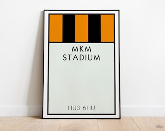 Arte mural del Monopoly del Hull City / Lámina artística del estadio MKM / Póster del Hull City / Póster de los Tigres / Lámina artística de fútbol / Regalo de fútbol