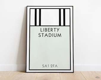 Póster de Monopoly del Swansea City / Lámina del Liberty Stadium / Póster del Swansea City / Póster de The Swans / Lámina de fútbol / Regalo de fútbol