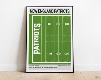 Arte mural de los New England Patriots / Impresión artística del estadio de los New England Patriots / Impresión artística de fútbol americano / Regalo para fanáticos de la NFL / Póster del estadio de la NFL