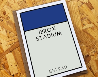 Rangers Monopoly Card, Ibrox Stadium Birthday Card, Blank Inside (A6/A5)
