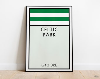 Celtic Monopoly Wall Art / Celtic Park Art Print / Celtic FC Poster / The Bhoys / The Hoops / Football Art Print / Football Gift