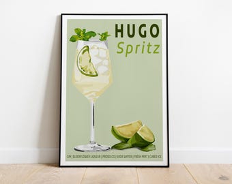Hugo Spritz Art Print / Kitchen Wall Art / Art for Kitchen / Art for Dining Room / Cocktail Art Print / Graphic Art Print
