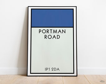 Arte mural del Monopoly del Ipswich Town / Lámina artística de Portman Road / Póster del Ipswich Town / Los Tractor Boys / Lámina artística de fútbol / Regalo de fútbol