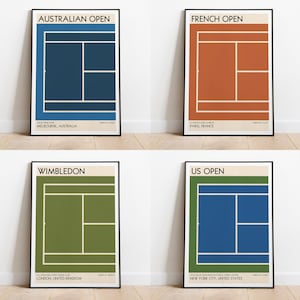 Tennis Grand Slam Set of 4 Posters / Australian Open/ French Open / Wimbledon /US Open / US Open Poster / Tennis Poster / A5 A4 A3