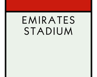 Arsenal Monopoly Card, Emirates Stadium Birthday Card, Blank Inside (A6/A5)