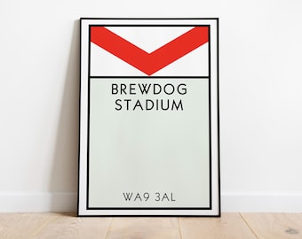 St Helens Monopoly Wall Art / Stadium Art Print / St Helens Poster / Rugby League Art Print / Rugby League Gift