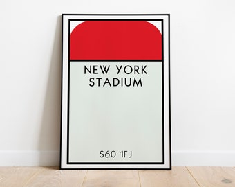 Arte mural del Monopoly de Rotherham United / Impresión artística del estadio de Nueva York / Póster de Rotherham / Póster de The Millers / Impresión artística de fútbol / Regalo de fútbol