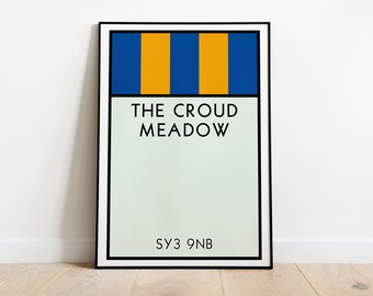 Póster de Monopoly del Shrewsbury Town / Lámina de estadio / Póster del Shrewsbury Town / Póster de The Shrews / Lámina de fútbol / Regalo de fútbol