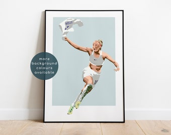 Lámina de celebración de Chloe Kelly / England Lionesses / Campeona de Europa de Fútbol / Eurocopa 2022 / A5 / A4 / Lámina artística