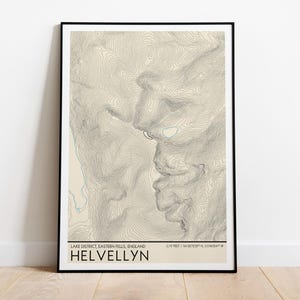 Helvellyn Contour Line Art Print / Lake District Print / Contour Map / Eastern Fells / Lake District Wainwrights Print / Topographical