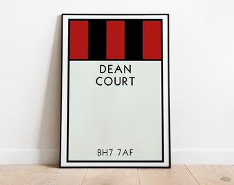 Arte mural Monopoly del AFC Bournemouth / Lámina artística de Dean Court / Póster del AFC Bournemouth / The Cherries / Lámina artística de fútbol / Regalo de fútbol