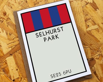 Crystal Palace Monopoly Card, Selhurst Park Birthday Card, Blank Inside (A6/A5)