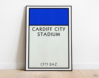 Arte mural del Monopoly de Cardiff City / Lámina artística del estadio de Cardiff City / Póster de Cardiff City / Los Bluebirds / Lámina artística de fútbol / Regalo de fútbol