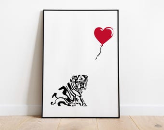 Impresión de bulldog inglés / Impresión de bulldog / Arte de pared / Arte de pared de bulldog / Impresión de perro / Inspirado en Banksy / Impresión de pared / A5 A4 A3 / Decoración del hogar