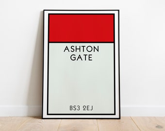 Bristol City Monopoly Wall Art / Ashton Gate Art Print / Bristol City Poster / The Robins Poster / Football Art Print / Football Gift