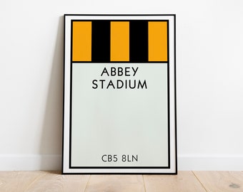Cambridge United Monopoly Wall Art / Abbey Stadium Art Print / Cambridge United Poster / Football Art Print / Football Gift