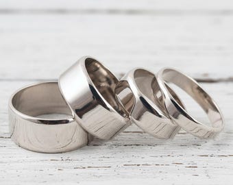 Bandas anchas de plata maciza de ley 925 - Bandas de plata gruesas de 10 mm - Bandas de plata hechas a mano para hombres y mujeres