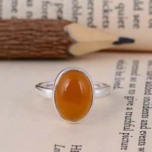 Carnelian Ring, Gemstone Ring, Oval Shape Carnelian Ring, Modern, Simple, Everyday, Gift, Gemstone Jewelry, Natural Stone, Stacking Ring